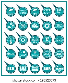 Set of beach map pointers. vector
