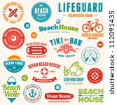 Set of beach and ocean style badges and emblems