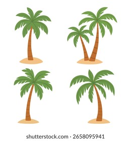 Conjunto de ilustraciones de palmeras de playa