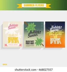 Set Beach party background. Vector Illustration poster summer time