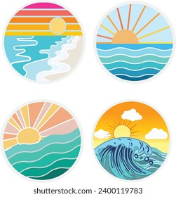 A set of Beach sticker designs