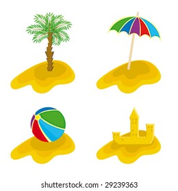 A set of  of beach stuff for your design. Vector illustration.