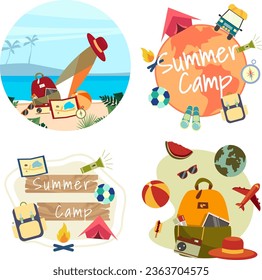 Set of beach summer camp badges Concept for shirt or print stamp patch or tee