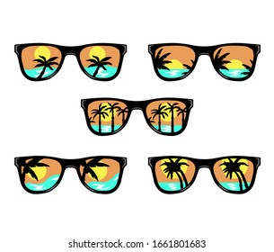 Set of beach sunglasses, hand drawn vector illustration
