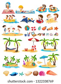 Set of beach theme  illustration