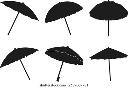 Set of Beach Umbrella Silhouettes – Summer Shade Vector Collection