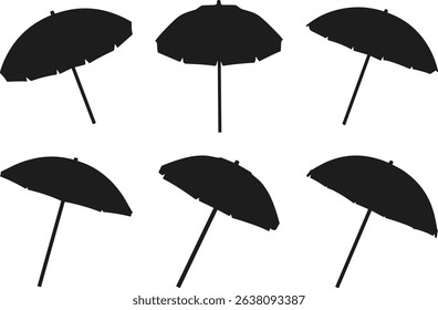 Set of Beach Umbrella Silhouettes Vector – Summer Shade Elements Collection