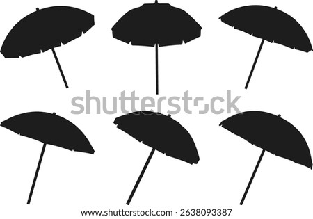 Set of Beach Umbrella Silhouettes Vector – Summer Shade Elements Collection