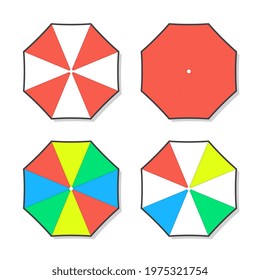 Set Of Beach Umbrella Vector Icon Illustration. Summer Beach Umbrellas Flat Icon