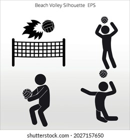 set of Beach Volley Silhouettes, line isolated or logo isolated sign symbol vector, outline and stroke style Collection of high-quality color style vector illustration,