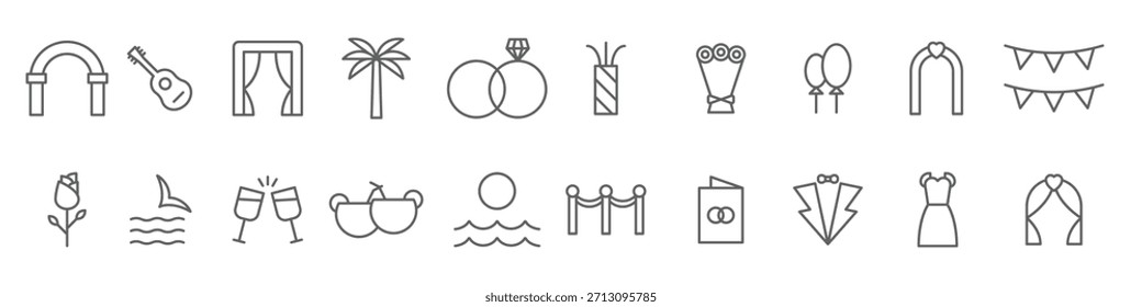 conjunto de praia vetor ilustração casamento