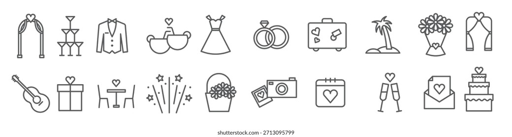 Conjunto de Ilustración vectorial de boda de playa