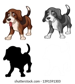 Conjunto de ilustraciones de perros beagle