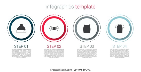 Set Beanie hat, Bow tie, Skirt and Polo shirt. Business infographic template. Vector