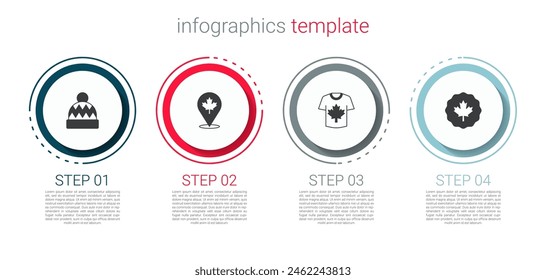 Set Beanie hat, Canadian maple leaf, Hockey jersey and . Business infographic template. Vector