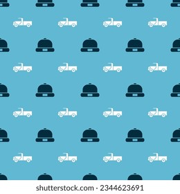 Set Beanie hat and Pickup truck on seamless pattern. Vector