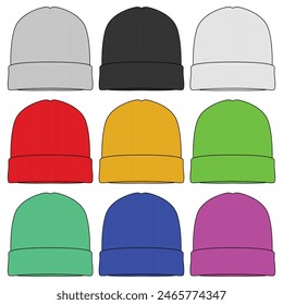 Juego de gorros de gorro de Ilustración vectorial. Gorro sombreros Clipart