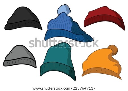 Set Of Beany Hat Toque caps Foto stock © 