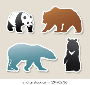 Set of bear banners - vector illustration