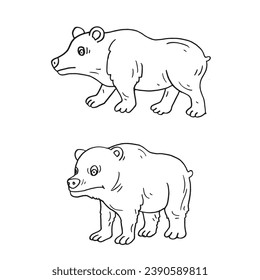 Juego de dibujos animados de oso dibujado a mano vector de ilustración