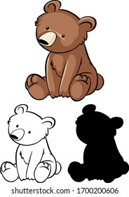 Set of bear cartoon illustration