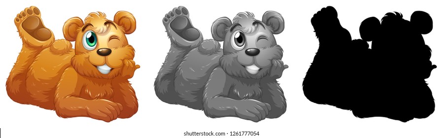 Set of bear character illustration