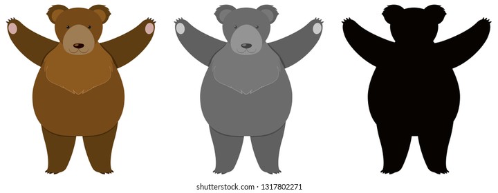 Set of bear character illustration