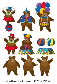 A Set of Bear Circus Character illustration