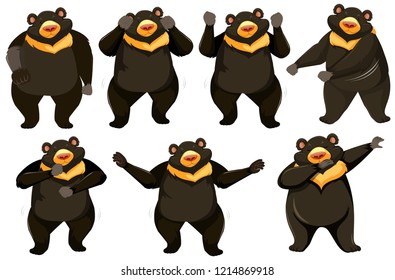 Set of bear dance position illustration