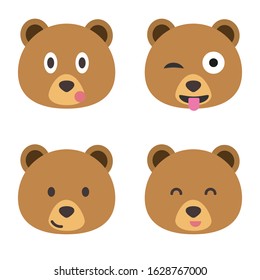 Set of bear emoticons, Cartoon bear stickers emoticons.