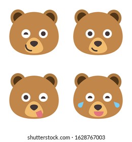 Set of bear emoticons, Cartoon bear stickers emoticons.