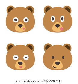 Set of bear emoticons, Cartoon bear stickers emoticons.