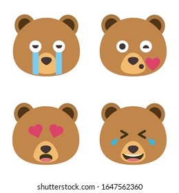 Set of bear emoticons, Cartoon bear stickers emoticons.