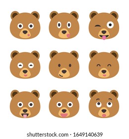 Set of bear emoticons, Cartoon bear stickers emoticons.
