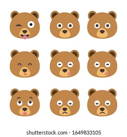 Set of bear emoticons, Cartoon bear stickers emoticons.