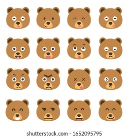 Set of bear emoticons, Cartoon bear stickers emoticons.