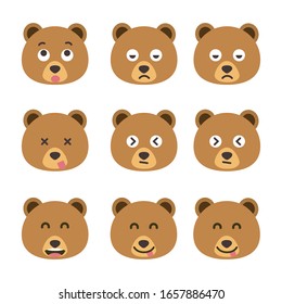 Set of bear emoticons, Cartoon bear stickers emoticons.
