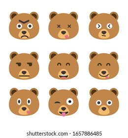 Set of bear emoticons, Cartoon bear stickers emoticons.