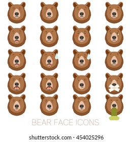 Set of bear face icons