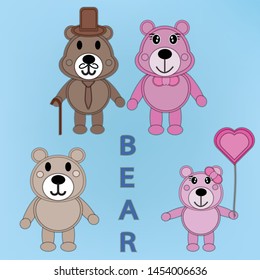 Set of Bear Family Papercut style