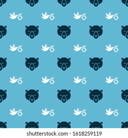 Set Bear head and Hunt on duck with crosshairs on seamless pattern. Vector