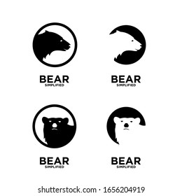 Set of Bear heads in circle logo icon design vector illustration
