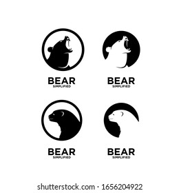 Set of Bear heads in circle logo icon design vector illustration
