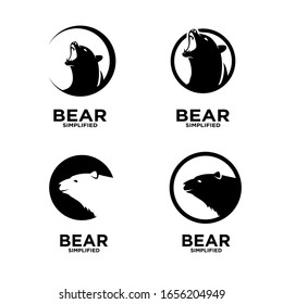 Set of Bear heads in circle logo icon design vector illustration
