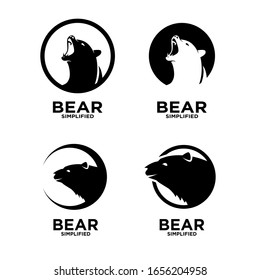 Set of Bear heads in circle logo icon design vector illustration
