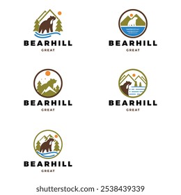 Set of Bear Hill Icon Logo Design Template