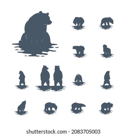 conjunto de vector de diseño del logotipo del oso