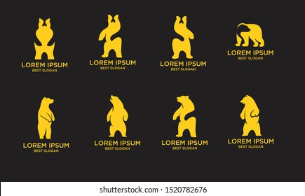 set bear logo icon designs