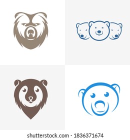 Set of Bear logo vector concept. Bear logo design template. Illustration