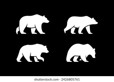 set of bear logo vector illustration. grizzly bear silhouette